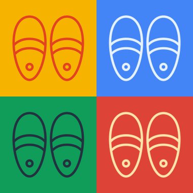 Pop Art Line Terlik simgesi renk arkaplanında izole edildi. Parmak arası terlik işareti. Vektör