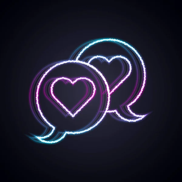 Glowing neon line Heart in speech bubble icon isolated on black background. Happy Valentines day. Vector — стоковый вектор