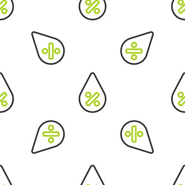 Satır Suyu bırakma yüzdesi simgesi beyaz arkaplanda izole edilmiş pürüzsüz desen. Nem analizi. Vektör