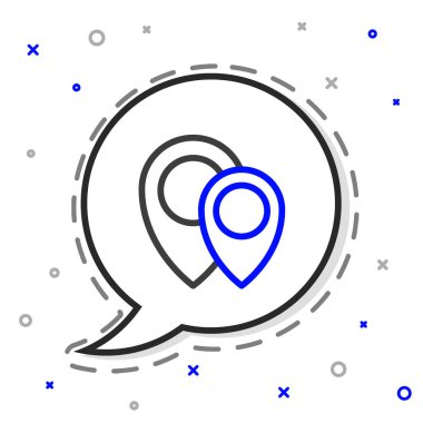 Çizgi Haritası simgesi beyaz arkaplanda izole edildi. Navigasyon, işaret, konum, harita, GPS, yön, yer, pusula, arama konsepti. Renkli taslak konsepti. Vektör