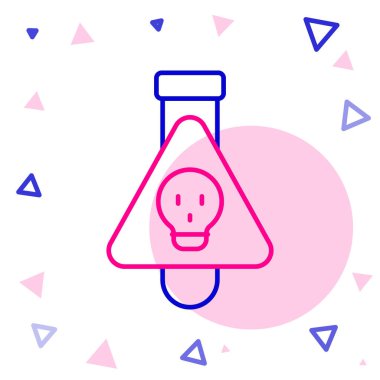 Beyaz zemin üzerinde iksir ikonu olan çizgi şişesi. Sihirli iksirli matara. Mutlu Cadılar Bayramı Partisi. Renkli taslak konsepti. Vektör