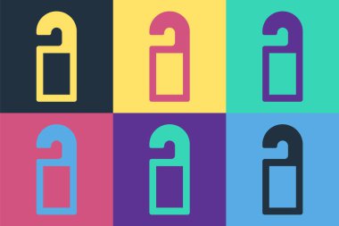 Pop art Lütfen renk arkaplanındaki izole simgeyi rahatsız etmeyin. Otel Kapısı Askısı Etiketleri. Vektör