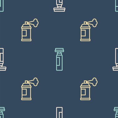 Çizgi işaretleyici kalem, boya spreyi kutusu ve pürüzsüz desen. Vektör