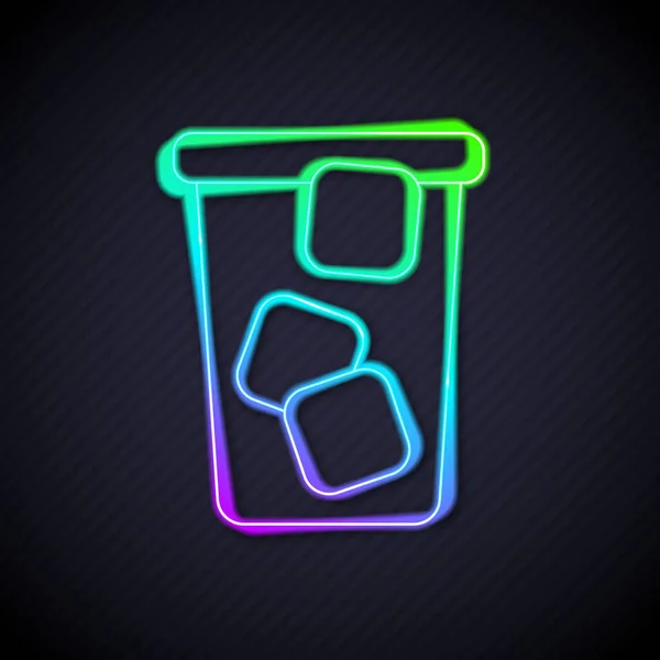 Zářící Neonová Čára Ice Tea Ikona Izolované Černém Pozadí Ledový — Stockový vektor