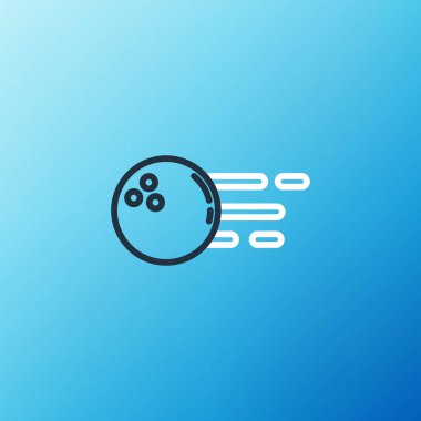 Bowling topu simgesi mavi arkaplanda izole edildi. Spor malzemeleri. Renkli taslak konsepti. Vektör.