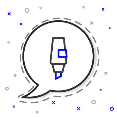 Satır İşaretleyici kalem simgesi beyaz arkaplanda izole edildi. Renkli taslak konsepti. Vektör.