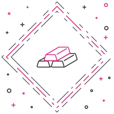 Satır Altın çubukları simgesi beyaz arkaplanda izole edildi. Bankacılık işi konsepti. Renkli taslak konsepti. Vektör.