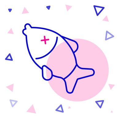 Çizgi Ölü Balık simgesi beyaz arkaplanda izole edildi. Renkli taslak konsepti. Vektör