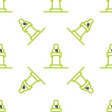 Hat Sözcüsü simgesi beyaz arkaplanda kusursuz desen izole etti. Ben Tribün 'den hatip. Halka açık konuşma. Kürsüde biri var. Vektör