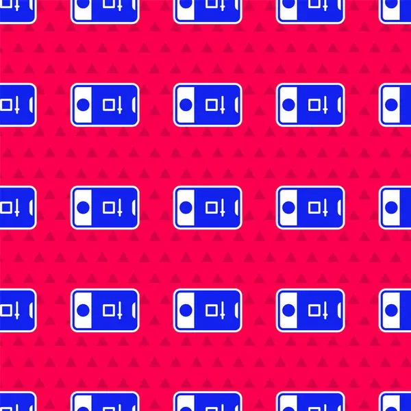 Kayıt çerçevesi kamera simgesine sahip mavi cep telefonu kırmızı arkaplanda izole edilmiş kusursuz desen. Mobil uygulama uygulaması. Fotoğraf ve video çekimi. Vektör.