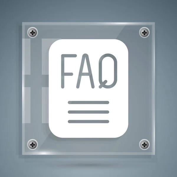 White Speech Bubble Text Faq Information Icon Isolated Grey Background — Archivo Imágenes Vectoriales