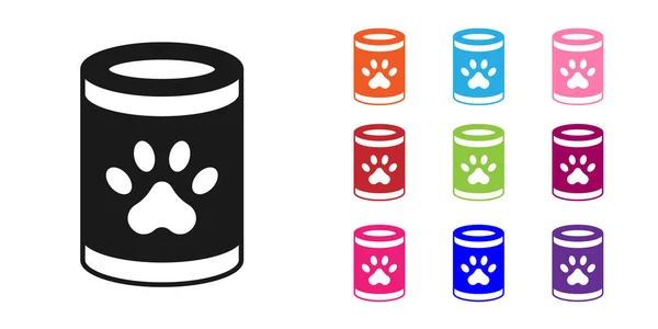Black Canned Food Icon Isolated White Background Food Animals Pet — Stockvektor