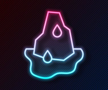 Parlayan neon hattı Buzul eritme simgesi siyah zemin üzerinde izole edildi. Vektör.