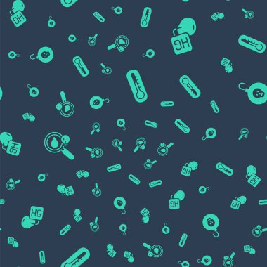 Termometreyi, civa damlasını, zehirli büyüteçleri ve nükleer bombayı kusursuz desene ayarlayın. Vektör