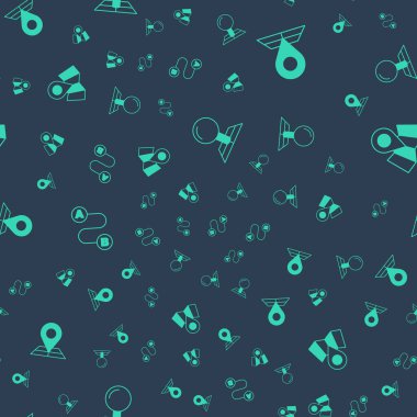 Katlanmış haritayı konum işaretleyicisi, rota ve kusursuz desen ile ayarla. Vektör