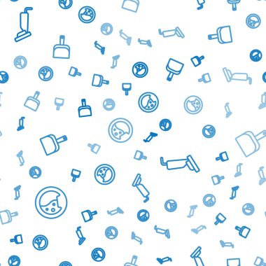 Set line Washer, Vacuum cleaner and Dustpan on seamless pattern. Vector