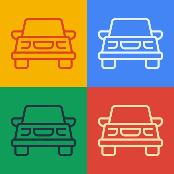 流行艺术线汽车图标孤立的颜色背景 — 图库矢量图片