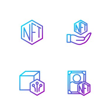 NFT dijital şifreleme sanatı ve... Renk simgeleri. Vektör
