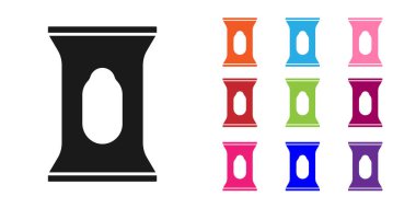 Beyaz arkaplanda siyah ıslak mendil simgesi izole edildi. Simgeleri renklendirin. Vektör.