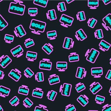 Çizgi Golf simgesi simgesi siyah arkaplanda izole edilmiş. Vektör