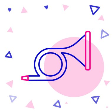 Çizgi müzik aleti trompet ikonu beyaz arka planda izole edildi. Renkli taslak konsepti. Vektör