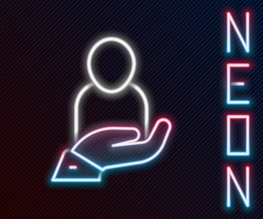 Parlayan neon hattı hayat sigortası siyah arka planda izole edilmiş. Güvenlik, güvenlik, koruma, konsept koruma. Renkli taslak konsepti. Vektör