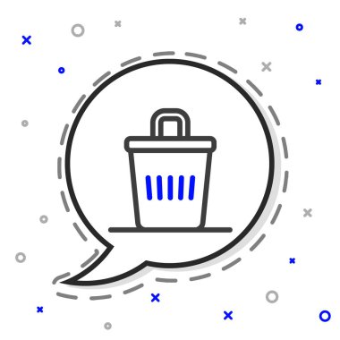 Çöp kutusu simgesi beyaz arkaplanda izole edildi. Çöp kutusu tabelası. Sepet simgesini geri dönüştür. Ofis çöpü ikonu. Renkli taslak konsepti. Vektör