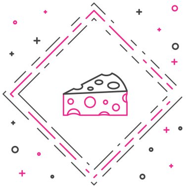 Çizgi Peynir simgesi beyaz arkaplanda izole edildi. Renkli taslak konsepti. Vektör