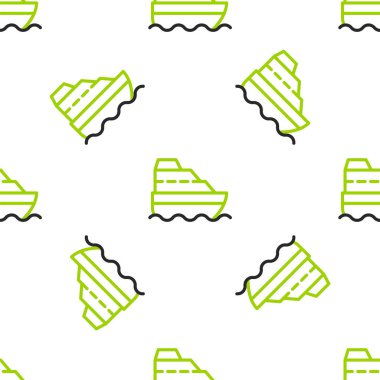 Okyanus simgesindeki Line Cruise gemisi beyaz arka planda izole edilmiş kusursuz desen. Dünyayı dolaşmak. Vektör