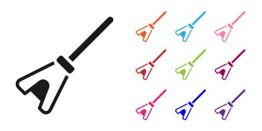 Beyaz arkaplanda siyah paspas simgesi izole edildi. Temizlik hizmeti konsepti. Simgeleri renklendirin. Vektör.