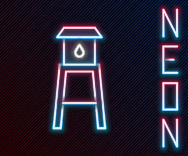 Gloeiende Neon Lijn Watertoren Pictogram Geïsoleerd Zwarte Achtergrond Kleurrijk Concept — Stockvector