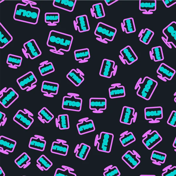 Çizgi Golf simgesi simgesi siyah arkaplanda izole edilmiş. Vektör