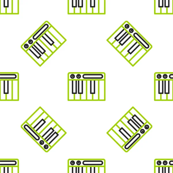 Line Music Synthesizer Icon Isolated Seamless Pattern White Background Electronic — Image vectorielle