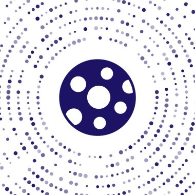 Mavi Dolunay simgesi beyaz arkaplanda izole edildi. Bulutlu gece işareti. Uyku rüyalarının sembolü. Gece ya da yatak zamanı tabelası. Soyut çember rastgele noktalar. Vektör