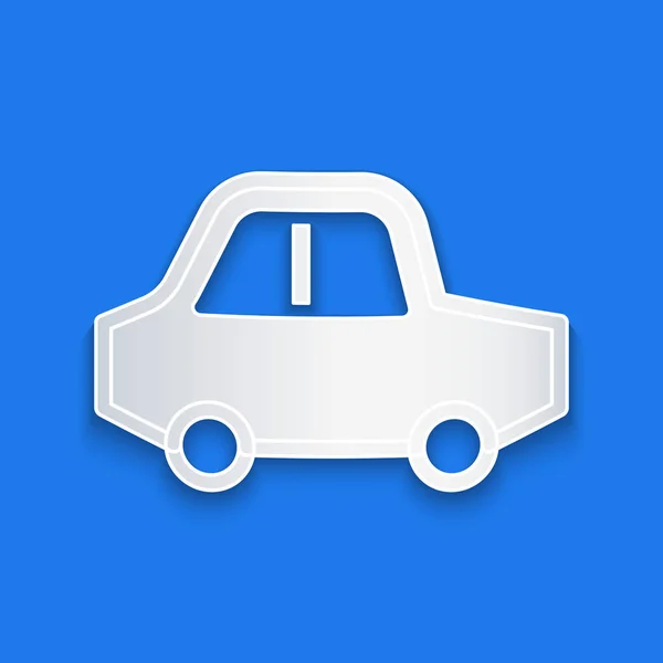 Corte Papel Icono Coche Juguete Aislado Sobre Fondo Azul Estilo — Vector de stock