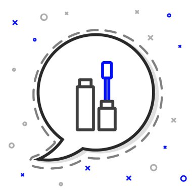 Beyaz arkaplanda çizgi Mascara fırça simgesi izole edildi. Renkli taslak konsepti. Vektör