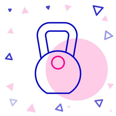 Beyaz arkaplanda çizgi ağırlığı simgesi izole edildi. Kilogram ağırlık kaldırmak ve ölçmek için ağırlık bloğu. Kütle sembolü. Renkli taslak konsepti. Vektör