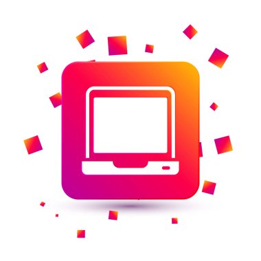 Beyaz arkaplanda beyaz dizüstü bilgisayar simgesi izole edildi. Boş ekran işaretli bilgisayar defteri. Kare renk düğmesi. Vektör