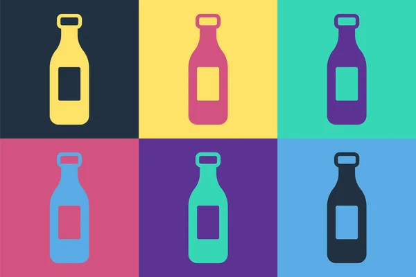 Arte pop Icono de botella de agua aislado sobre fondo de color. Signo de bebida de soda aqua. Vector — Vector de stock