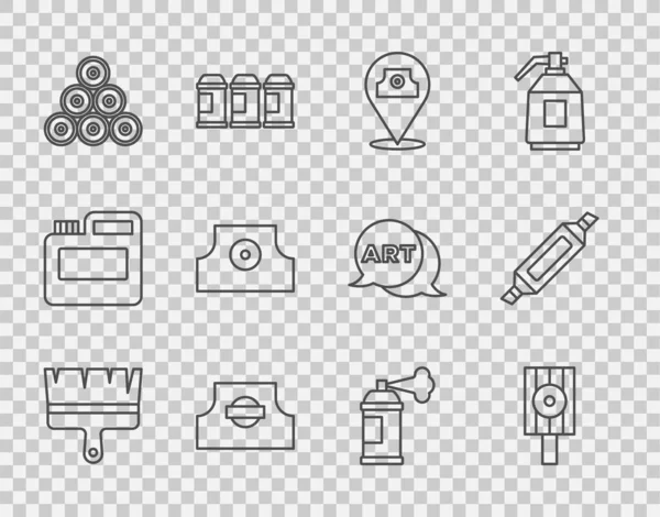 Set line Paint brush, Spray can nozzle cap, spray, and Marker pen icon. Vector — Wektor stockowy