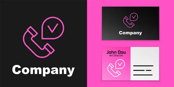 Pinkfarbenes Telefonhörersymbol isoliert auf schwarzem Hintergrund. Telefonzeichen. Logo-Design-Vorlage Element. Vektor — Stockvektor