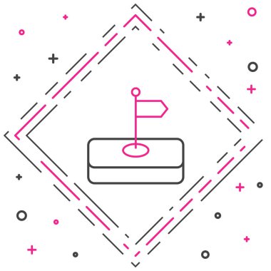 Beyaz arkaplanda çizgi bayrağı simgesi izole edildi. Yer belirleyici sembol. Renkli taslak konsepti. Vektör