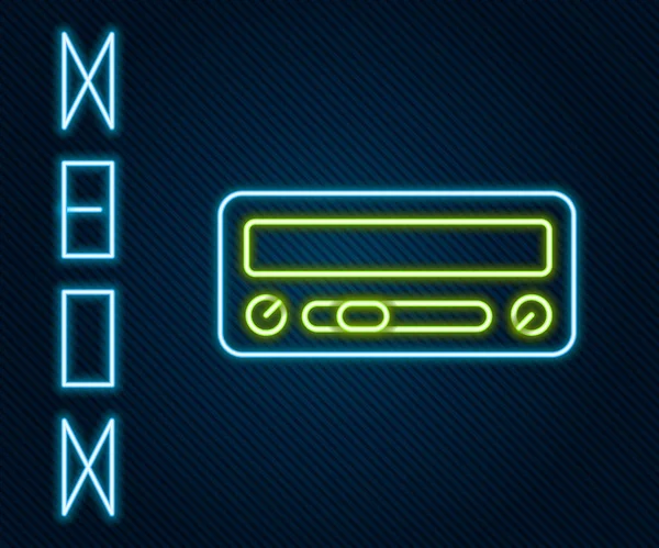 Leuchtende Leuchtschrift Car Audio Symbol isoliert auf schwarzem Hintergrund. Fm Radio Auto Audio-Symbol. Buntes Rahmenkonzept. Vektor — Stockvektor