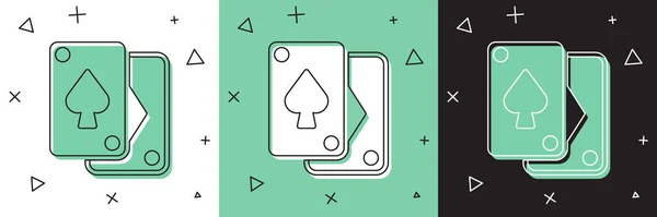 Set Icône de cartes à jouer isolée sur fond blanc et vert, noir. Casino de jeu. Vecteur — Image vectorielle