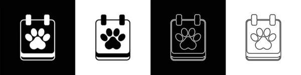 Set Calendar grooming icon isolated on black and white background. Event reminder symbol. Vector — Διανυσματικό Αρχείο
