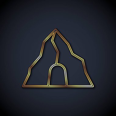 Altın madeni simgesi siyah arkaplanda izole edilmiş. Vektör