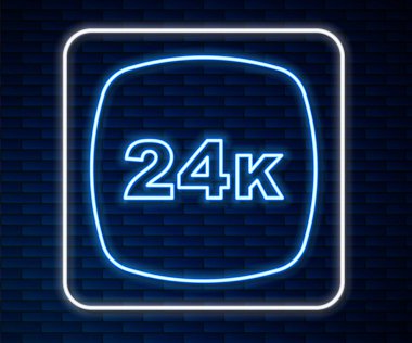 Parlayan neon çizgisi, tuğla duvar arkasında izole edilmiş 24k altın külçeleri. Bankacılık işi konsepti. Vektör