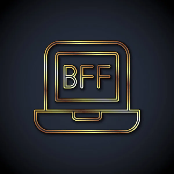 Linea oro BFF o migliori amici per sempre icona isolata su sfondo nero. Vettore — Vettoriale Stock