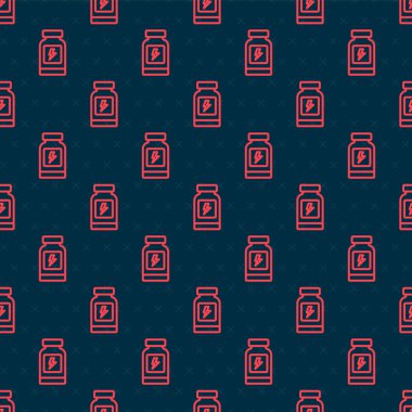 Kırmızı çizgi enerji içeceği ikonu siyah arka planda kusursuz desen izole etti. Vektör