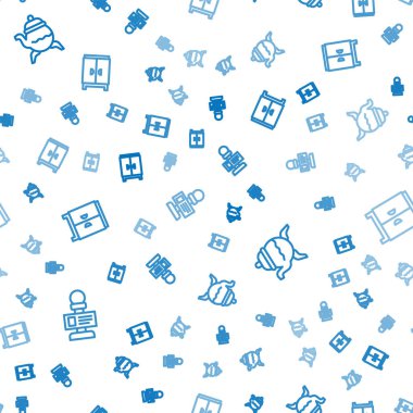 Mikrofon hattını, klasik çaydanlığı ve gardırobu kusursuz desenlere ayarlayın. Vektör